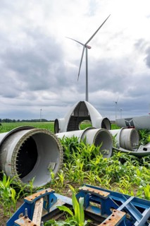Repowering, dismantled Enercon E-58 wind turbine in a wind farm near Issum, 9 older wind turbines