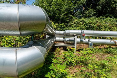 District heating Pipelines from the district heating power plant to the households with district