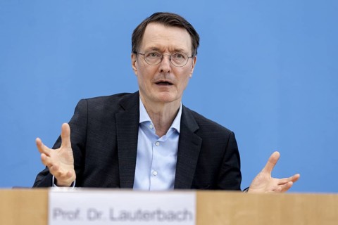 Karl Lauterbach (SPD), Federal Minister of Health, recorded during the press conference on the