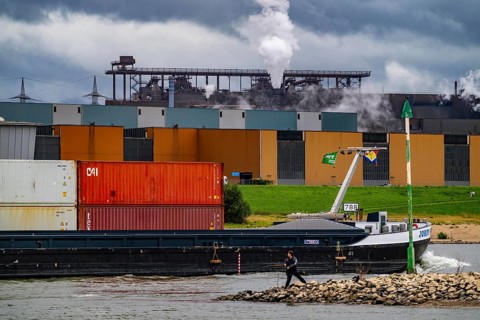 Thyssenkrupp Steel steelworks in Duisburg-Bruckhausen, thyssenkrupp Steel Europe AG, hot strip mill
