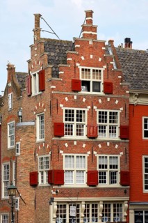 Historic gabled houses in the historic centre of Delft, Delft, Zuid-Holland, South Holland,