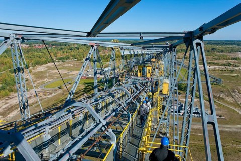 The F60 overburden conveyor bridge visitor mine is located on Bergheider See near the village of
