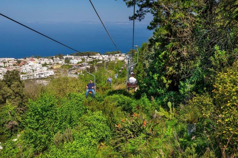 Chairlift from Anacapri to Monte Solaro 589m, Capri, Campanian Archipelago, Gulf of Naples,