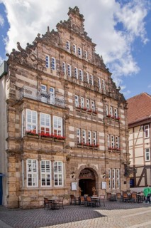 Pied Piper's House on Osterstrasse in the Old Town, Hamelin, Upper Weser, Weser, Weserbergland,