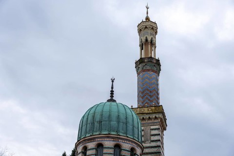 Steam Engine House, modelled on a mosque with minaret and dome, Potsdam, Brandenburg, Germany,