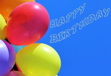 Greeting card for birthday with balloons