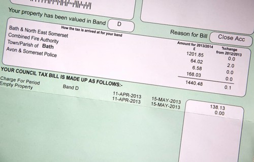 Close up of local authority Council Tax bill, UK