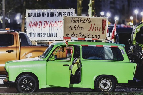 Road blockades in the centre of Berlin, taken as part of the farmers' protests in Berlin, 15.01