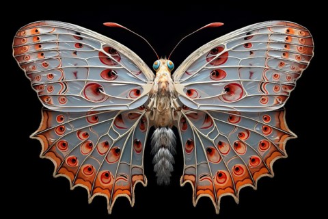 Stylized colored morph butterfly on a black background, AI generated