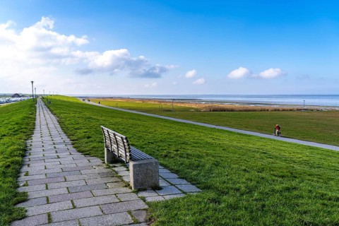 North Sea dyke, near Neuharlingersiel, Lower Saxony, Germany, Europe