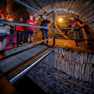Wheel room of the Unverhofft Segen Gottes Erbstolln in Oberschöna, where there is a 13 metre high
