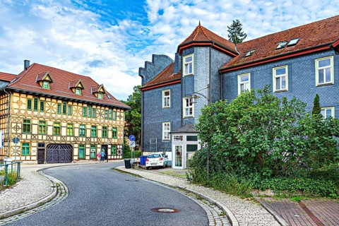 Mauergasse in Meiningen, Thuringia, Germany, Europe