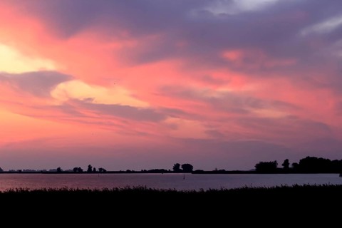 Evening sky at the Baltic Sea near Peenemünde, September, Mecklenburg-Western Pomerania, Germany,
