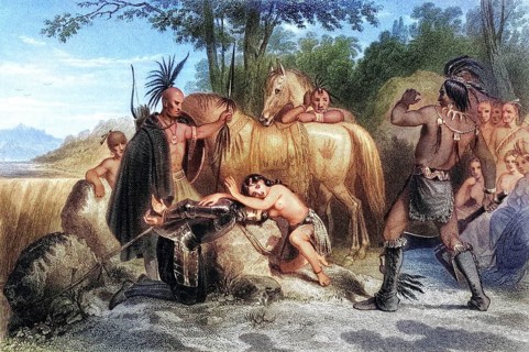 Smith is rescued by Pocahontas 1607, Captain John Smith, 1580-1631, English soldier and explorer