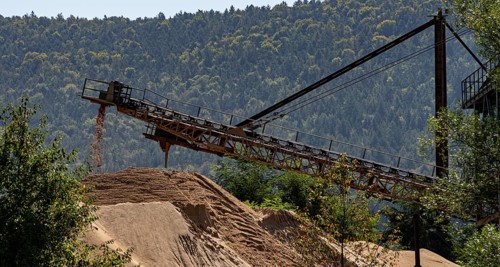 Old gravel and sand works on the River Main between Miltenberg and Freudenstadt, Bavaria, Germany,