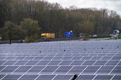 Solar park near Neukirchen-Vluyn, along the A40 motorway, over 10, 000 solar modules spread over 4
