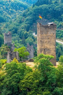 Manderscheid castles, Oberburg and Niederburg, Manderscheid, Eifel, Rhineland-Palatinate. Germany