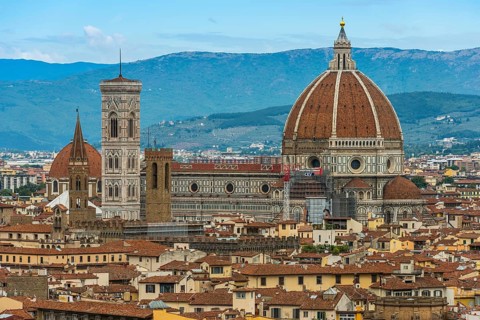 City view from Piazza Michelangelo to Cathedral Santa Marie del Fiore, Duomo, Dome, City view,