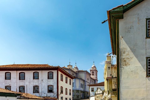 Cityscape of the historic city of Diamantina with its houses and churches, Diamantina, Minas