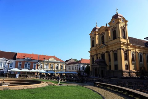 Catholic Cathedral at Piata Unirii, Unification Square, Timisoara, Timisoara, Banat, Romania,