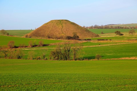 Silbury Hill neolithic site Wiltshire, England, UK is the largest manmade prehistoric structure in