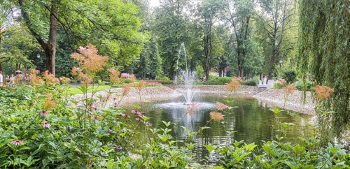 Bernardine Gardens park in the center of Vilnius, Lithuania, Europe