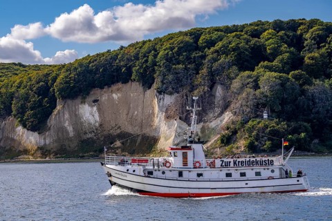 Excursion boat Jan Cox, round trip to the chalk cliffs of Rügen, viewing platform at the famous