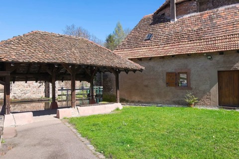 Le Bruch, historic wash house on the Lauter, Wissembourg, Northern Vosges nature park Park, Vosges,