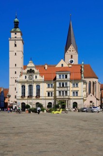 Europe, Germany, Bavaria, Ingolstadt, Town Hall, built in 1882, Church of St Moritz, Ingolstadt,