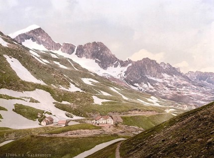 Furka Pass, Galenstock, general view, Bernese Oberland, Switzerland, Historic, digitally restored