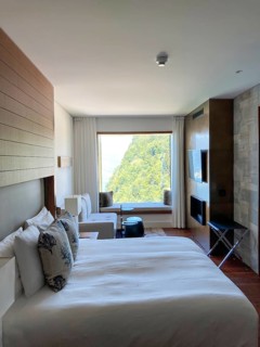 Hotel Room with Mountain View in a Sunny Summer Day in Burgenstock, Nidwalden, Switzerland, Europe