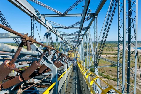 The F60 overburden conveyor bridge visitor mine is located on Bergheider See near the village of
