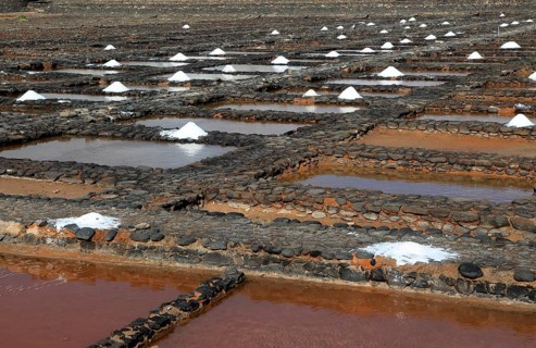 Evaporation of sea water in salt pans, Museo de la Sal, Salt museum, Las Salinas del Carmen,