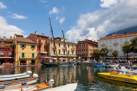 Harbour of Malcesine, Porto di Malcesine, Malcesine, Province of Verona, Veneto, Italy, Europe