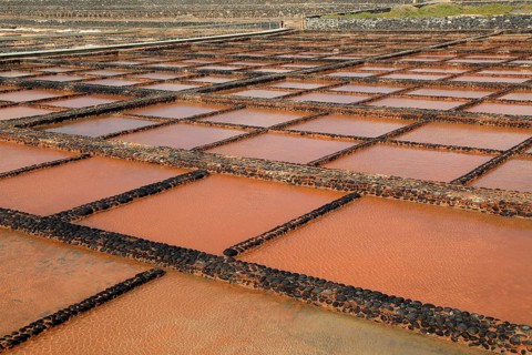 Evaporation of sea water in salt pans, Museo de la Sal, Salt museum, Las Salinas del Carmen,