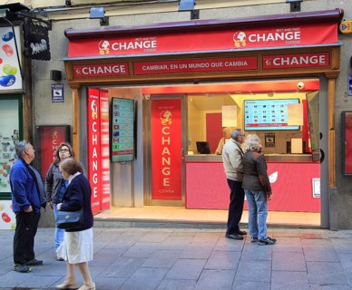 Bureau de Change money exchange Best and Fast shop in Madrid city centre, Spain, Europe