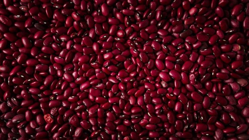 Red beans, close-up, top view, raw, food background