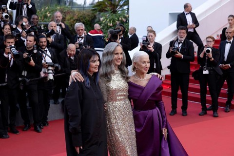 Cannes, France, 24.5.2024: Iris Berben, Andie MacDowell and Dame Helen Mirren at the premiere of La