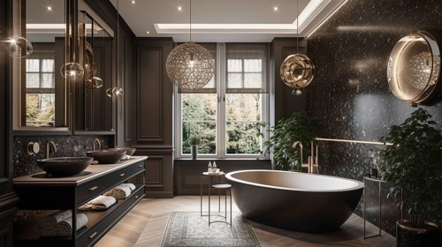 Luxurious custom bathroom upgrade interior, generative AI, AI generated
