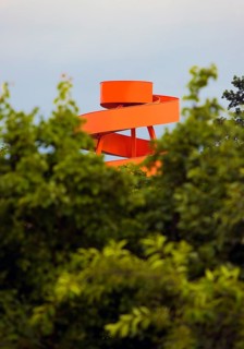 Stairway to nowhere, slag heap sign and viewpoint on the Kissinger Höhe, Hamm, Ruhr area, North