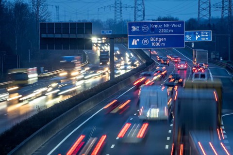 A57 motorway near Kaarst in the Rhine district of Neuss, view in the direction of the Büttgen