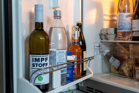 Marketing campaign by the company In-Spirit from Hövelhof, wine named as a vaccine, beverage brand,
