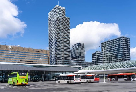Bus station, public transport connection at The Hague Central Station, Centraal Station,
