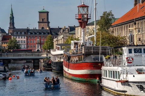 Frederiksholms Canal, former lightship Fyrskib No. XI, today catering, event location, Copenhagen,