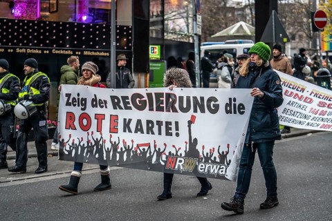 Demo by the group North Rhine-Westphalia Erwacht, a mixture of anti-vaccination activists, lateral