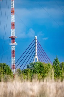 Niederrheinbrücke Wesel, bridge pier, B58, cable-stayed bridge, the Wesel transmitter, 320 metre