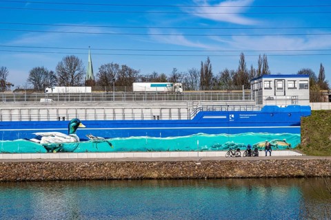 Stormwater overflow basin on Osterfelder Straße in Oberhausen, on the Rhine-Herne Canal and the