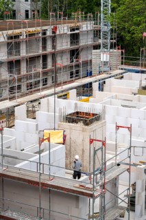 Building site, new construction of apartment blocks, shell construction, Essen, North
