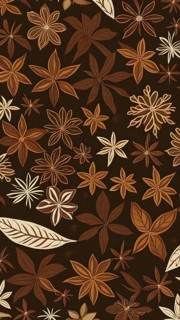 Abstract wallpaper illustration of Christmas spices like cinnamon sticks, star anise, and cloves,