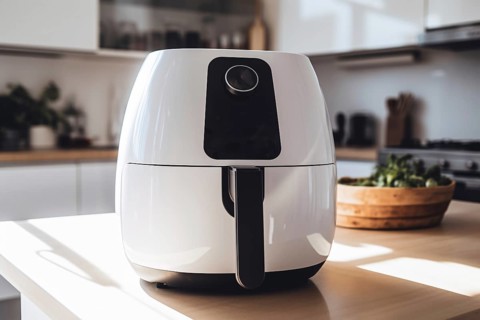 White air fryer in kitchen. AI generated